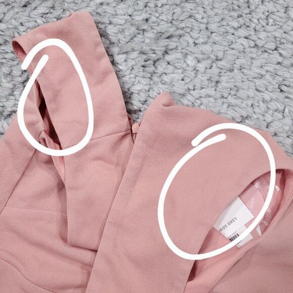 READ Birdy Grey Shamin V-Neck Crepe Bridesmaid Dress Pink Rose Quartz Large Slit - Picture 8 of 13